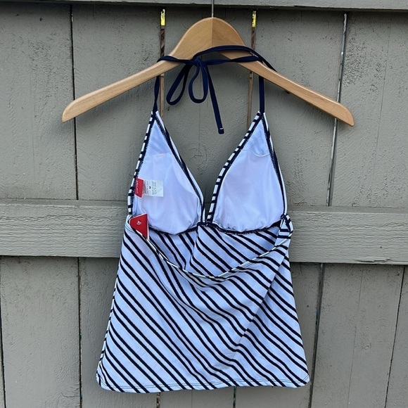 NWT Esprit Tankini Top Blue and White Stripes Nautical Beach Vacation Swim Sz M - Picture 5 of 5